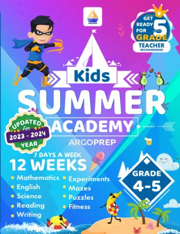 Kids Summer Academy by ArgoPrep - Grades 4-5: 12 Weeks of Math, Reading, Science, Logic, Fitness and Yoga | Online Access Included | Prevent Summer Learning Loss