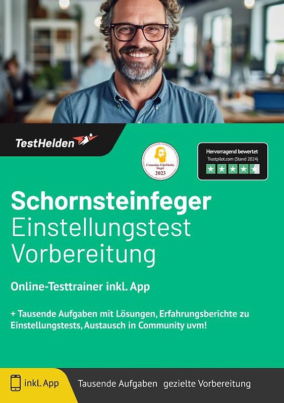 Schornsteinfeger Einstellungstest: Online-Testtrainer inkl. App | + Tausende Aufgaben mit Lösungen, Erfahrungsberichte zu Einstellungstests, Austausch in Community uvm!