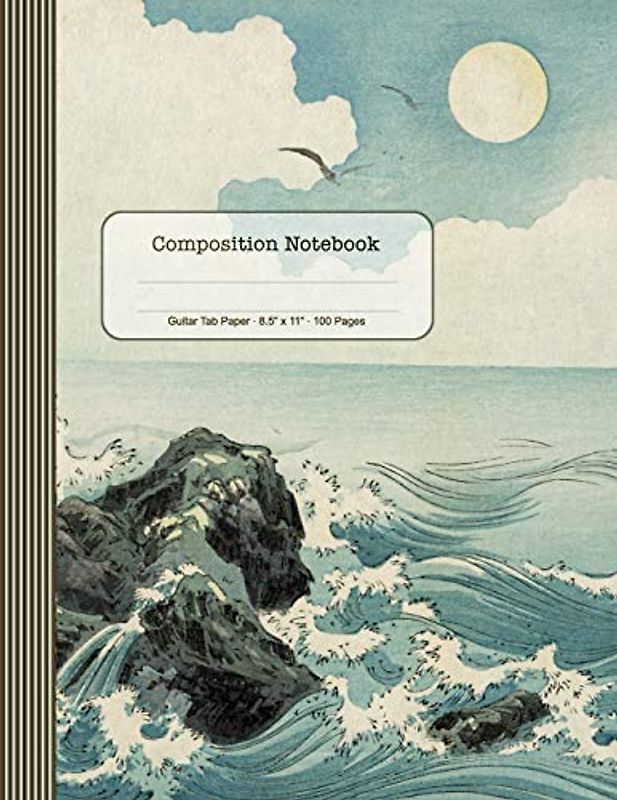 Guitar Tab Paper Composition Notebook: Large Blank Guitarist Music Sheet Notation Book - Composing Staff Journal - Japanese Landscape Art Illustration