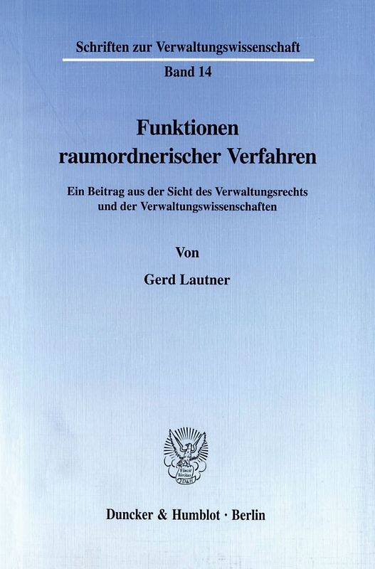 Funktionen raumordnerischer Verfahren.