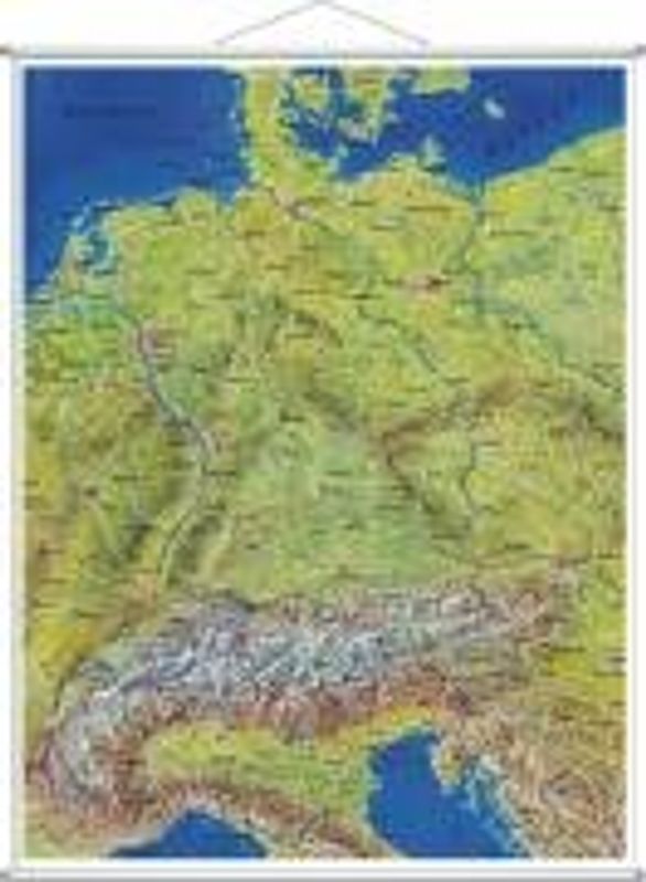 Deutschsprachige Länder Panorama. Wandkarte mit Metallbeleistung