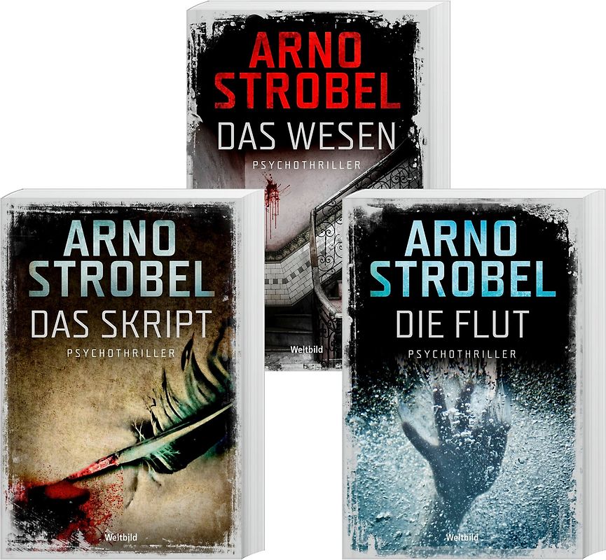 Das Skript / Das Wesen / Die Flut - Arno Strobel [Gebundene Ausgabe, Weltbild, 3 Bände]