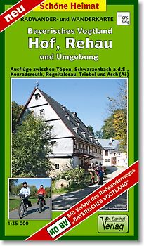 Radwander- und Wanderkarte Bayerisches Vogtland, Hof, Rehau und Umgebung