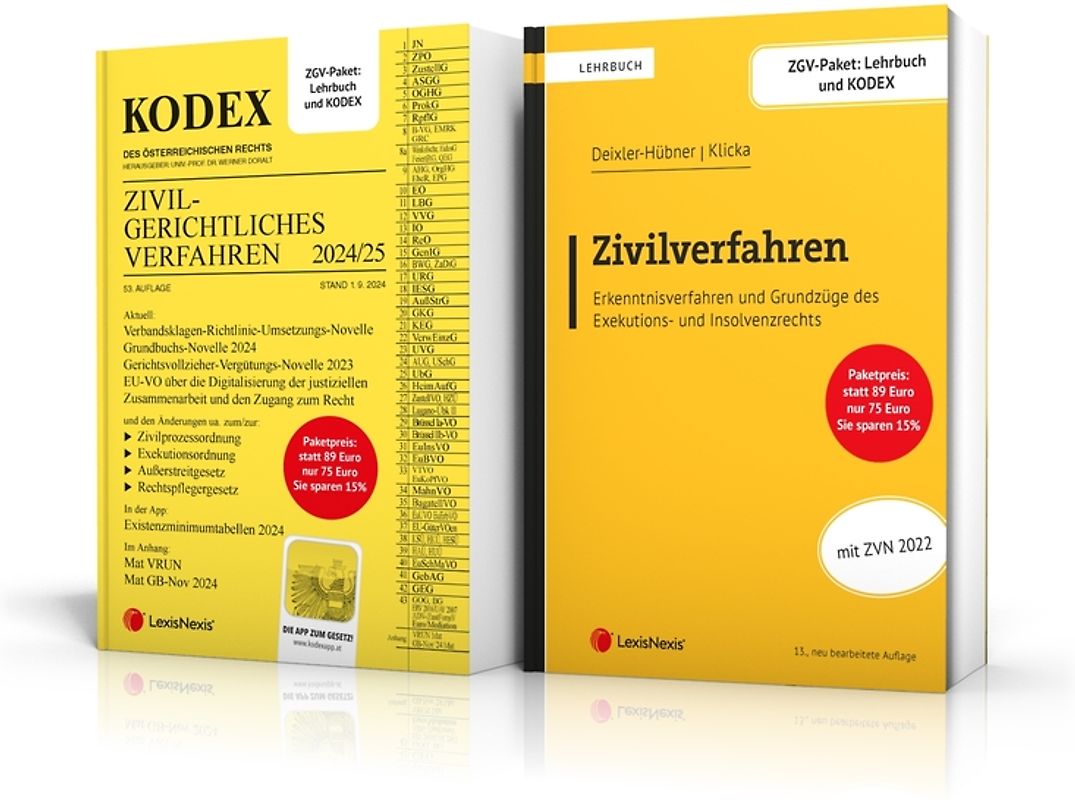 PAKET ZGV - Lehrbuch Zivilverfahren & Kodex ZGV