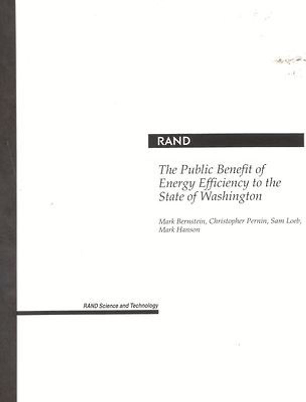The Public Benefit of Energy Efficiency to the State of Washington