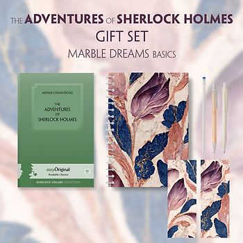 The Adventures of Sherlock Holmes (with audio-online) Readable Classics Geschenkset + Marmorträume Schreibset Basics