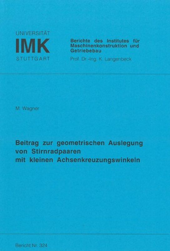 Beitrag zur geometrischen Auslegung von Stirnradpaaren mit kleinem Achsenwinkel