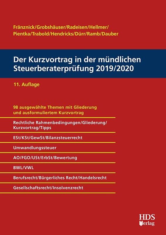 Der Kurzvortrag in der mündlichen Steuerberaterprüfung 2019/2020