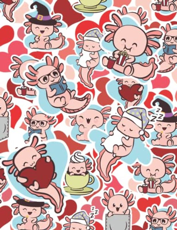 Axolotl Party Composition Notebook: 120 Page College Ruled Lined Jotter Large 8.5"x11" Composite For School, College, Home, Perfect Gift for Axolotl Lovers