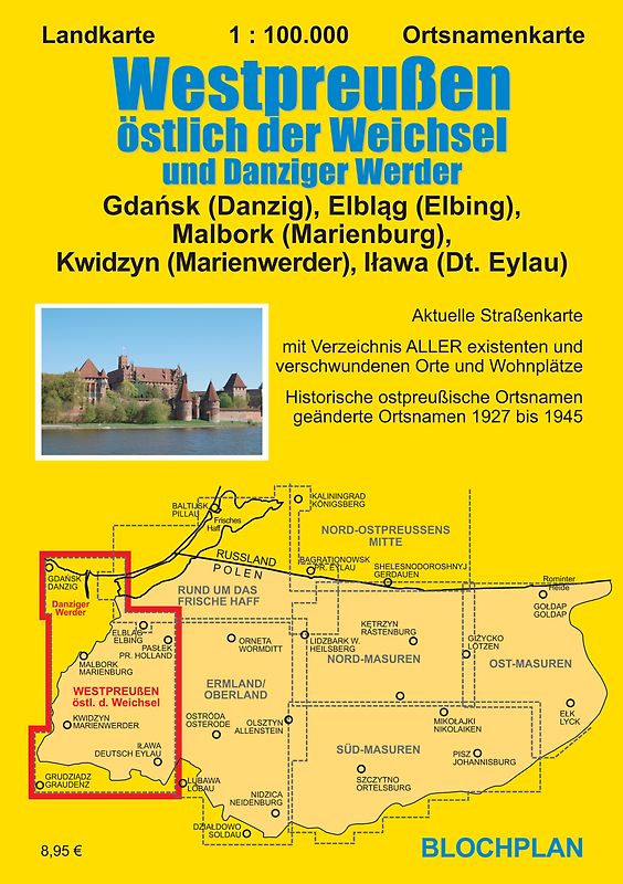 Landkarte Westpreußen östlich der Weichsel und Danziger Werder