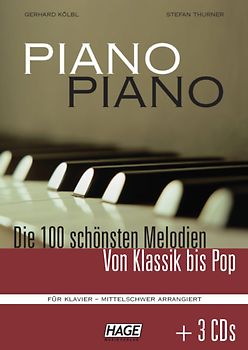 Piano Piano mittelschwer, Notenbuch mit 3 CD's. Die 100 schönsten Melodien von Klassik bis Pop. Für Klavier - mittelschwer arrangiert. Für fortgeschrittene Spieler. Mit 3 CDs