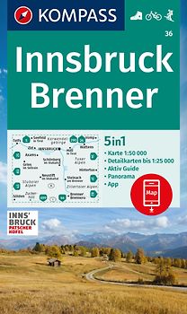 KOMPASS Wanderkarte 36 Innsbruck, Brenner 1:50.000
