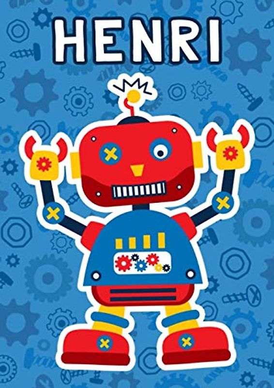 Henri: Cooles personalisiertes Roboter Malbuch zum malen, zeichnen, kritzeln, schreiben in DIN A4, 100 Seiten Kritzelmalbuch