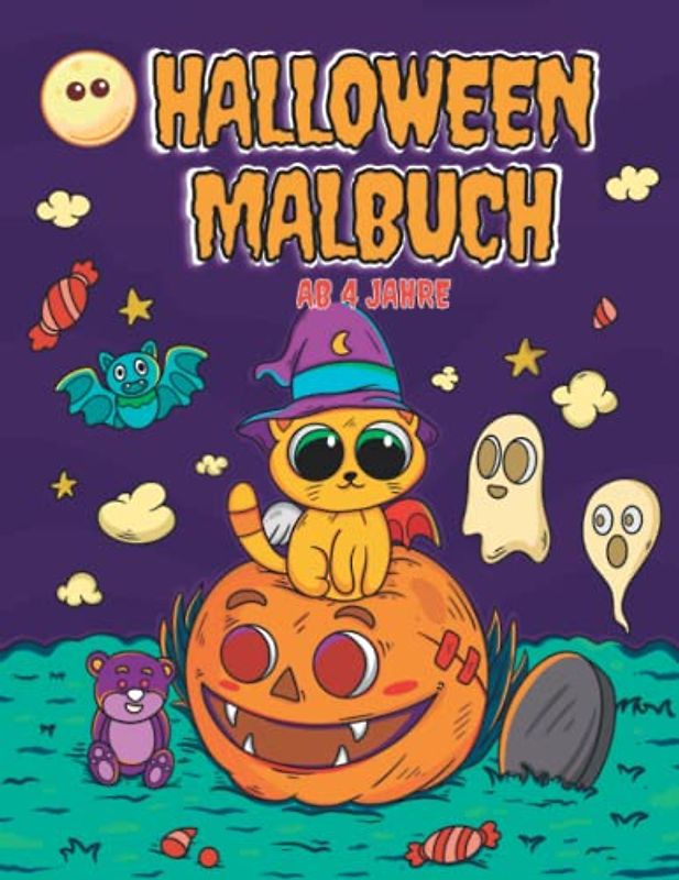 Halloween Malbuch: Das große Ausmalbuch mit 45 Bildern für Kinder ab 4 Jahre | tolles Herbst und Halloween Mitgebsel für Mädchen und Jungen | ... Kürbis, Gespenst, Monster, Einhorn, Zwerg...