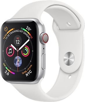 Apple Watch Series 4 44 mm aluminium zilver met sportarmband [wifi + cellular] wit