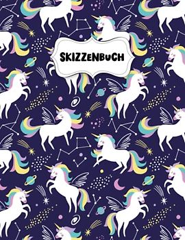 Skizzenbuch: Fliegendes Einhorn Zeichenblock A4 für Kinder: Blanko Zeichenmappe A4 Zeichen Block