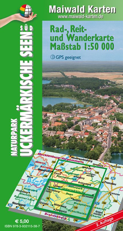 Uckermark Süd = Rad-, Reit- u. Wanderkarte Naturpark Uckermärkische Seen Süd - Karte Süd