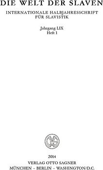 Die Welt der Slaven. Jahrgang LIX (2014) Heft 1