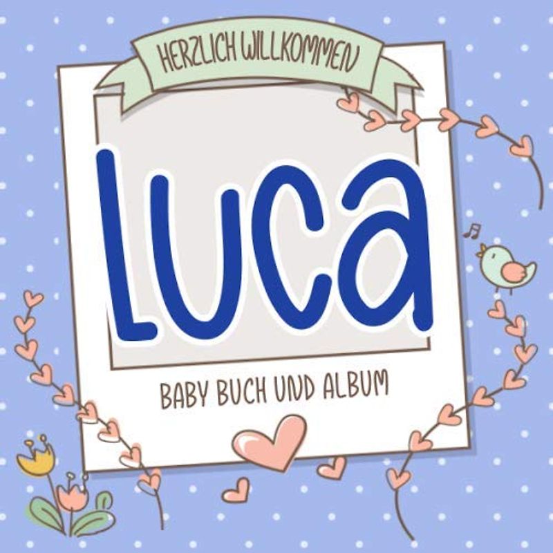 Herzlich Willkommen Luca - Baby Buch und Album: Personalisiertes Babybuch und Babyalbum, Geschenk zu Schwangerschaft und Geburt, Baby Name auf dem Cover