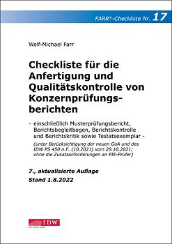 Checkliste 17 für die Anfertigung und Qualitätskontrolle von Konzernprüfungsberichten