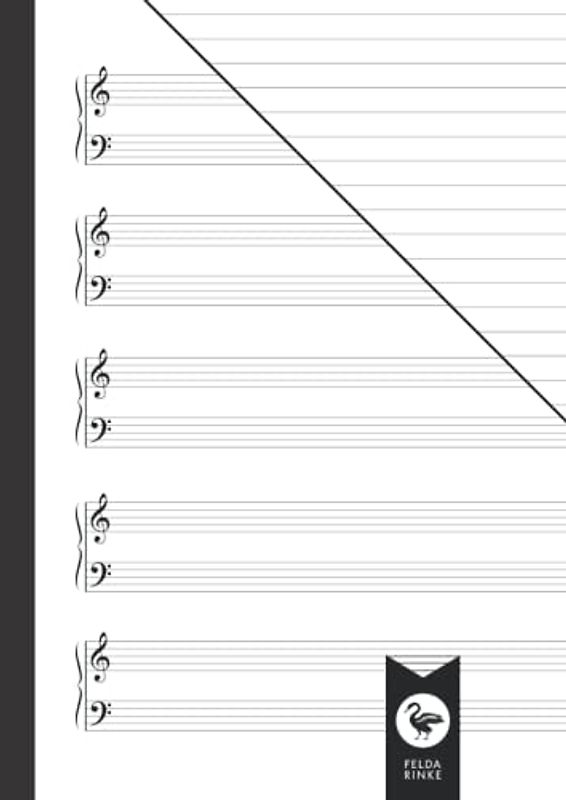 Large Music Workbook A4 One Side Double Stave One Side Lined: Large Music Manuscript Notebook | Exercise Book | Staves for Piano ( with Clefs ) + Lines | A4 Format | 110 Pages - 55 Sheets