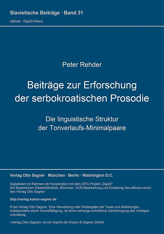Beiträge zur Erforschung der serbokroatischen Prosodie