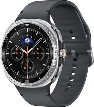 Samsung Galaxy Watch8 Classic 46 mm Boîtier aluminium noir sur Sport en silicone M/L graphite [Wi-Fi + 4G]