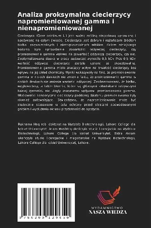 Analiza proksymalna ciecierzycy napromieniowanej gamma i nienapromieniowanej