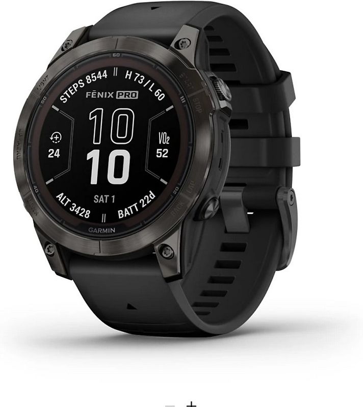 Garmin Fenix 7 Pro 47mm gris carbone et bracelet en silicone noir [Wi-Fi, Sapphire Solar Edition]
