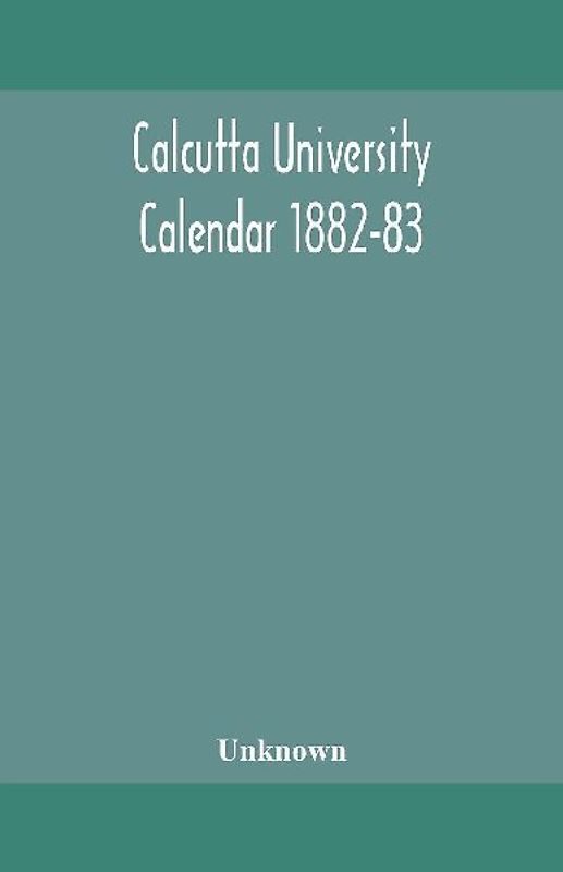 Calcutta University Calendar 1882-83