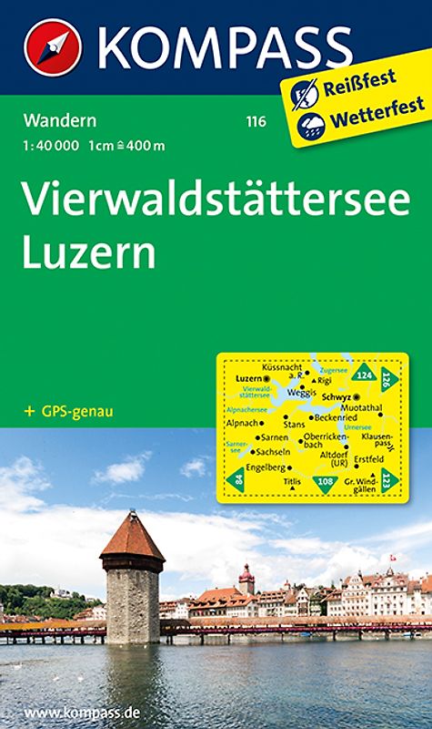 KOMPASS Wanderkarte 116 Vierwaldstätter See, Luzern 1:40.000