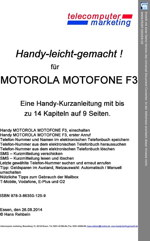Motorola Motofone F3-leicht-gemacht. Handy-leicht-gemacht für Motorola Motofone F3