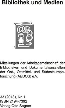Bibliothek und Medien 33 (2013). Nr. 1