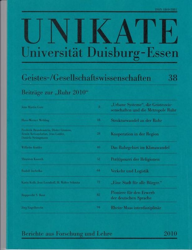 Unikate 38: Geistes-/Gesellschaftswissenschaften