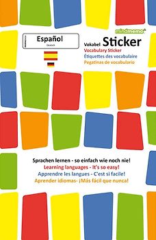 mindmemo Vokabel Sticker - Grundwortschatz Spanisch / Deutsch - 280 Vokabel Aufkleber für Kinder und Erwachsene. Spanisch lernen leicht gemacht Lernhilfe Lernsticker Sprachsticker