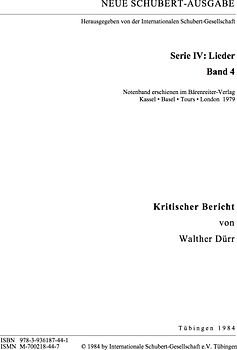 Neue Schubert-Ausgabe. Kritische Berichte / Lieder 4