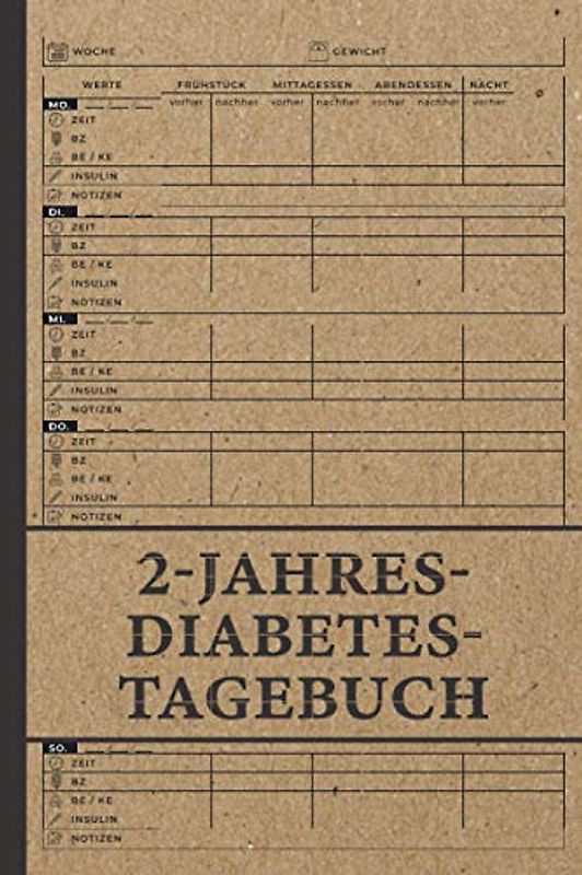 2 Jahre Diabetes Tagebuch Blutzuckerspiegel: Wöchentliches Blutzucker Journal, 2 Jahre / 108 Wochen, Tägliches Diabetiker-Glukose-Tracker Logbuch - ... Nacht - Diabetes Mellitus DM Journal