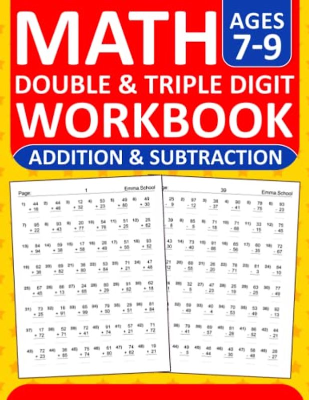 Math Workbook For ages 7-9 Addition and Subtraction Exercises With Answers: Addition and Subtraction Workbook For 2nd,3rd,and 4th Grades with 2500 ... Workbook | Addition & Subtraction Worksheets
