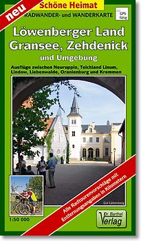 Radwander- und Wanderkarte Löwenberger Land, Lindow, Zehdenick und Umgebung