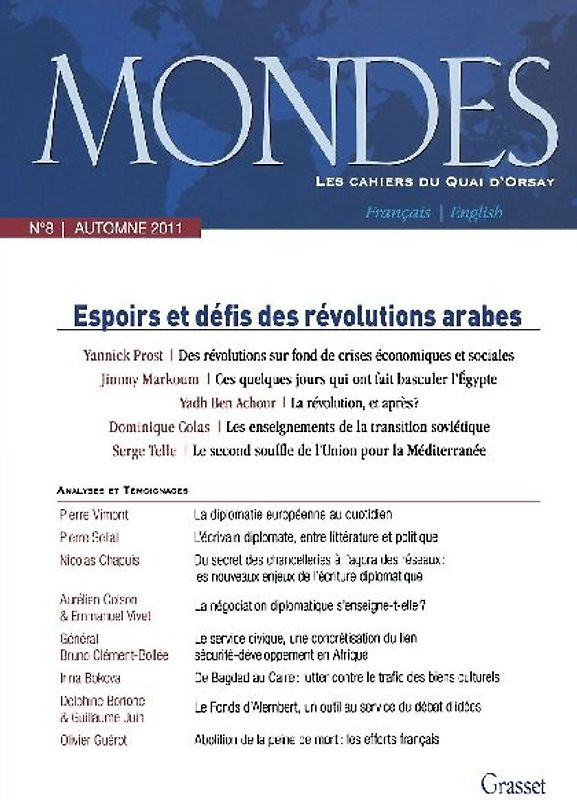 Mondes n°8 Les cahiers du Quai d'Orsay