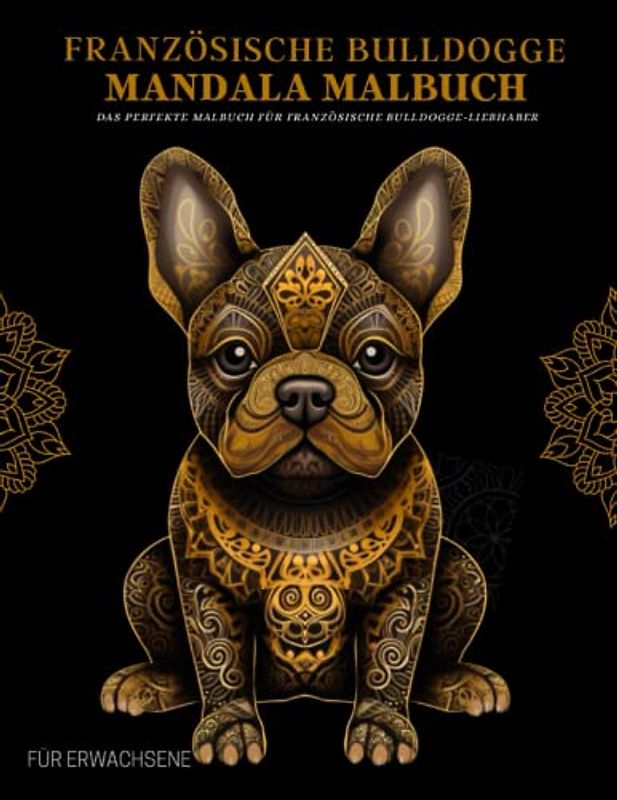 Französische Bulldogge Malbuch für Erwachsene: Entspannende Französische Bulldogge-Muster, Mandalas und Blumen – Therapie und Meditation für Männer und Frauen