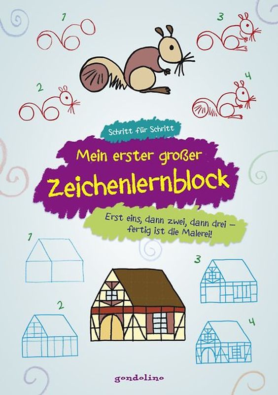 Mein erster großer Zeichenlernblock - Erst eins, dann zwei, dann drei - fertig ist die Malerei!