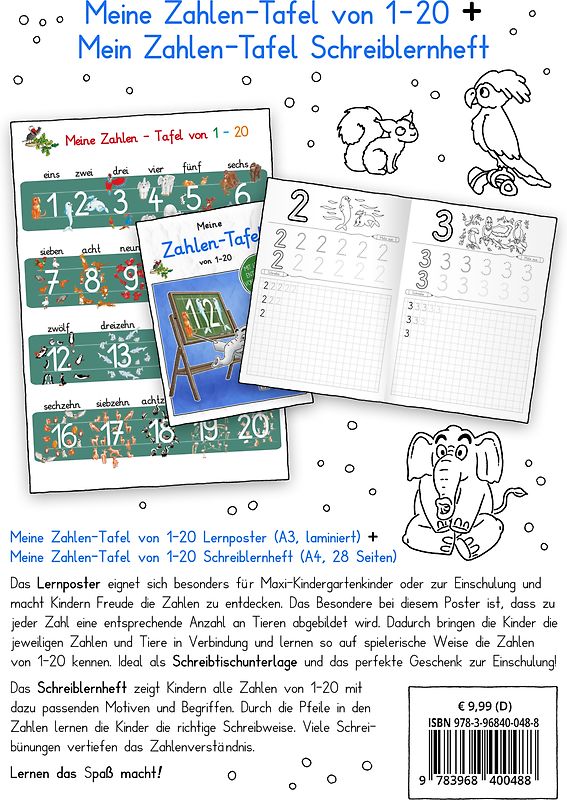 Meine Zahlen-Tafel von 1-20-Set in Grundschrift