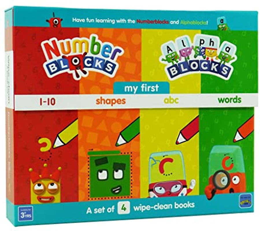 Numberblocks and Alphablocks: My First Numbers and Letters Set (4 wipe-clean books with pens included)