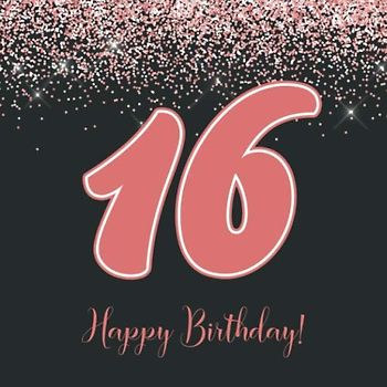 Happy Birthday 16: Gästebuch zum Geburtstag – Hübsches Cover mit Rosa Gold Glitzer Look – Geschenkidee für geschriebene Glückwünsche von Freunden und Famile