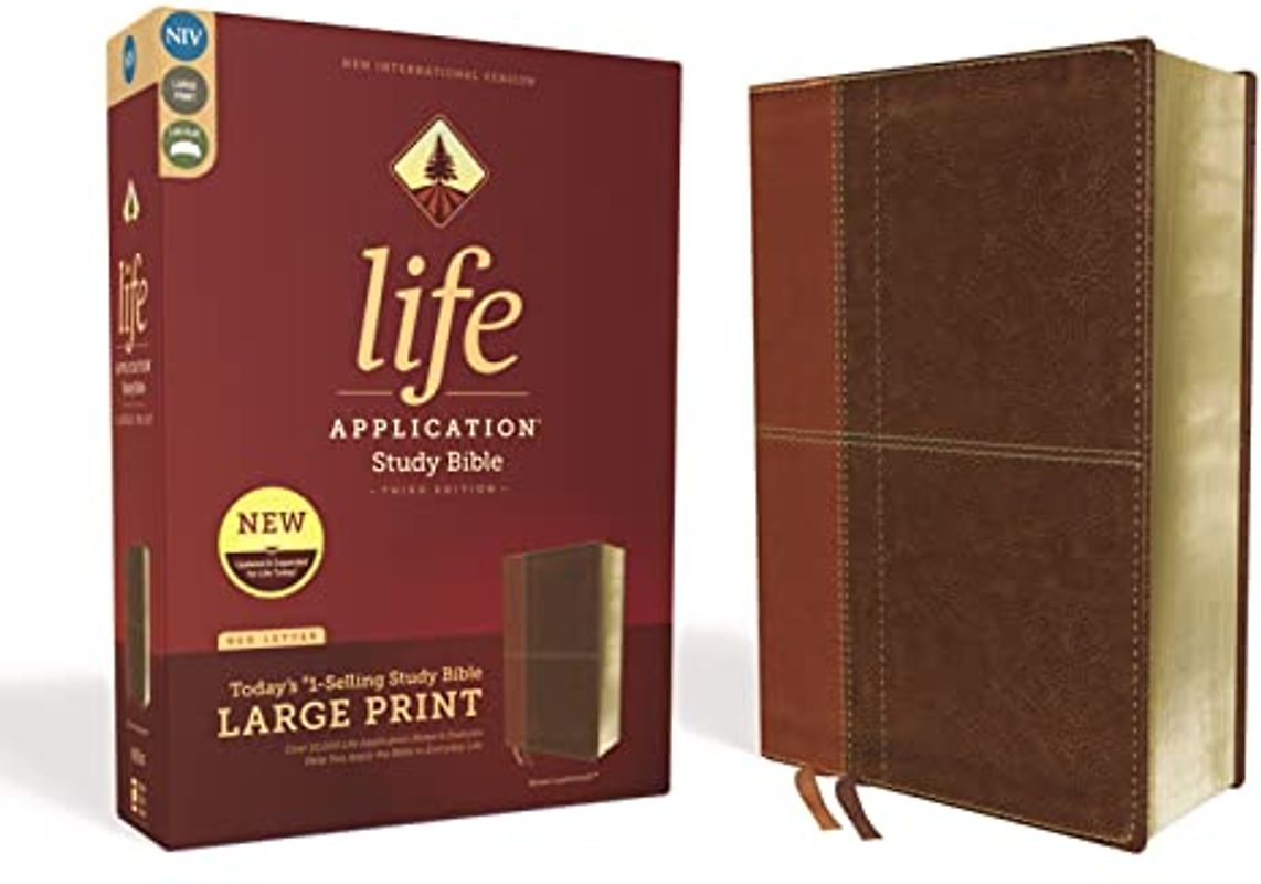 NIV, Life Application Study Bible, Third Edition, Large Print, Leathersoft, Brown, Red Letter