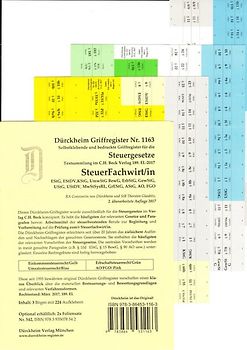 Steuergesetze: -SteuerFachwirt/in-Griffregister Nr. 1163 (2017): 224 selbstklebende und farbig bedruckte Griffregister für die SteuerFachwirt-Prüfung.