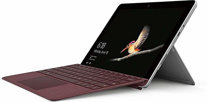 Microsoft Surface Go 10" 64GB eMMC [Wi-Fi, inkl. bordeauxrotem Keyboard Dock, Surface Go Type Cover] silber