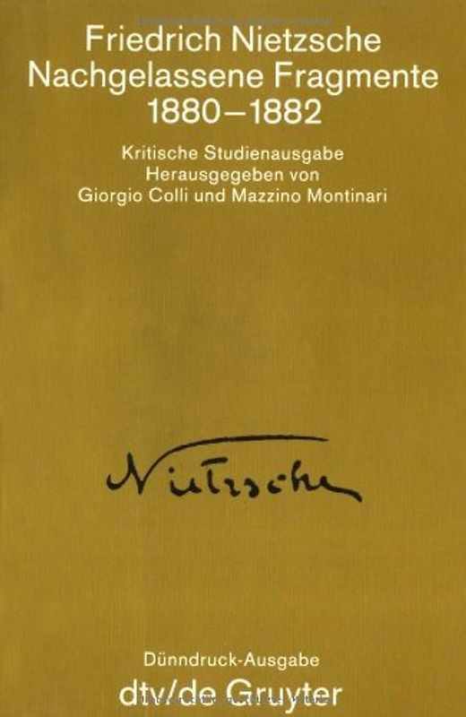 Sämtliche Werke in Einzelbänden. Kritische Studienausgabe / Nachgelassene Fragmente 1880-1882