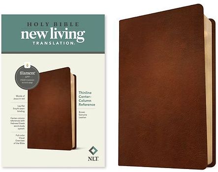 NLT Thinline Center-Column Reference Bible, Filament Enabled (Genuine Leather, Brown, Red Letter)